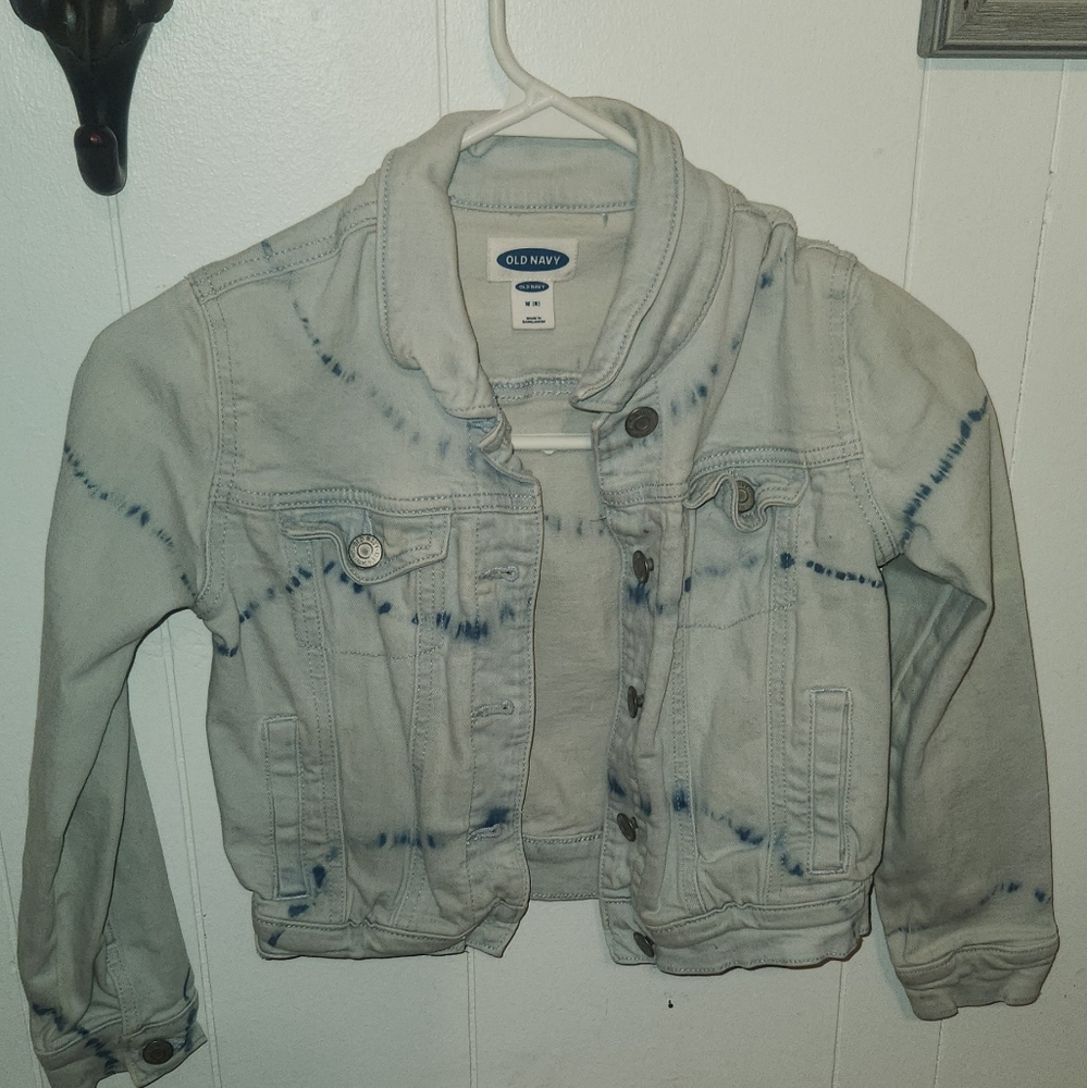 Old Navy Kids Tie-Dye Jean Jacket - Blue and White